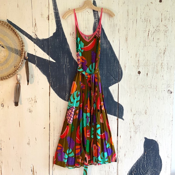 KARAVAN TATI TROPICAL FRUIT MIDI DRESS SZ:S/M - Picture 1 of 17